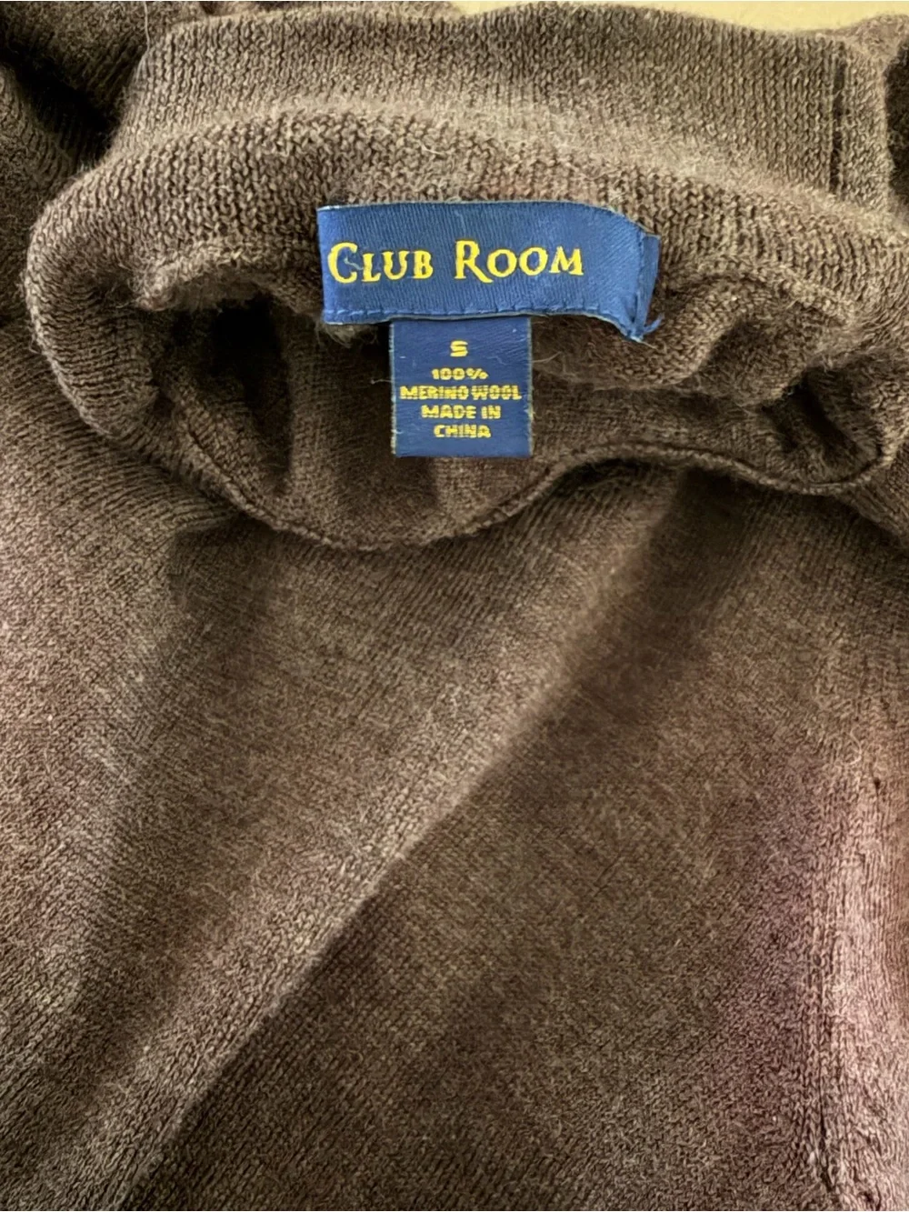 Club Room 100% Merino Wool Mock Neck Sweater Slim Fit Brown S / M
